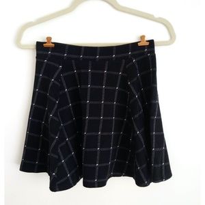 Black Plaid A-Line Skirt. Size XS